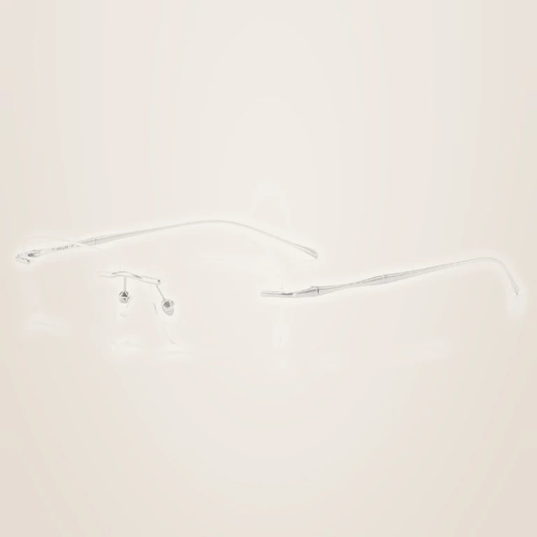 Kansept Unisex Rimless Square Polygon Titanium Reading Glasses 8911/12 - 8911 D SILVER / +250