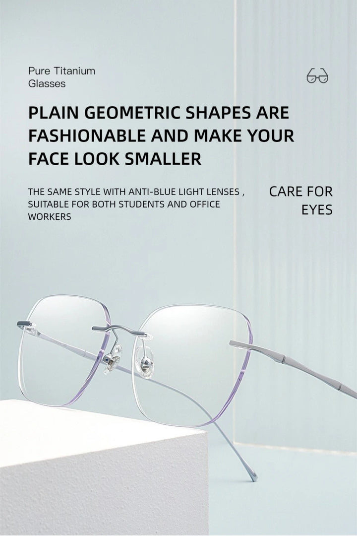 Kansept Unisex Rimless Square Polygon Titanium Reading Glasses 8911/12 - Size Chart