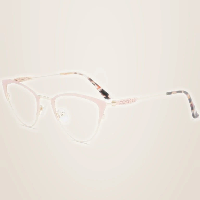 Kansept Women's Full Rim Cat Eye Acetate Steel Reading Glasses 513743 - 3743C2 PINK / -150