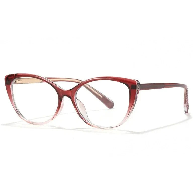 Kansept Women's Full Rim Cat Eye Tr 90 Alloy Reading Glasses 27013 - 27013C6 RED / -100