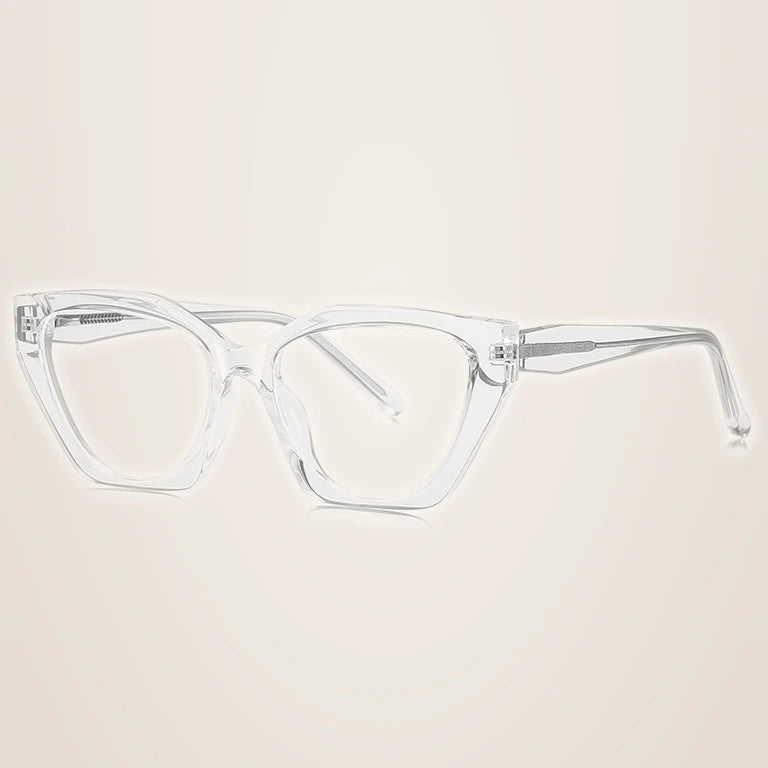 Kansept Women's Full Rim Cat Eye Tr 90 Alloy Reading Glasses 62036 - LS036C2 CRYSTAL / -400