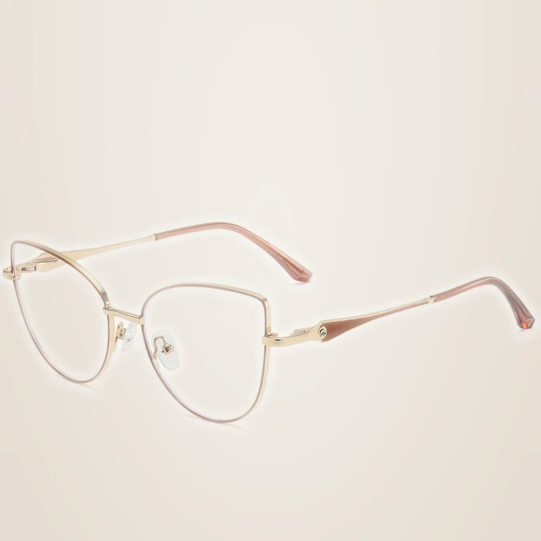 Kansept Women's Full Rim Oval Cat Eye Alloy Reading Glasses - 6985 BROWN / 0