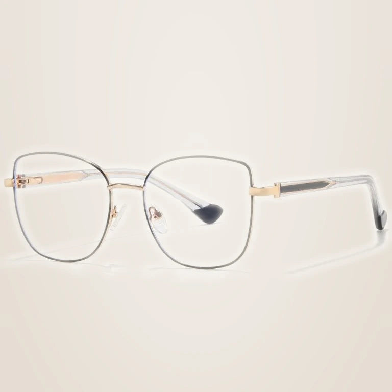 Kansept Women's Full Rim Oval Cat Eye Tr 90 Alloy Reading Glasses 68002 - 68002C1 BLACK / -400