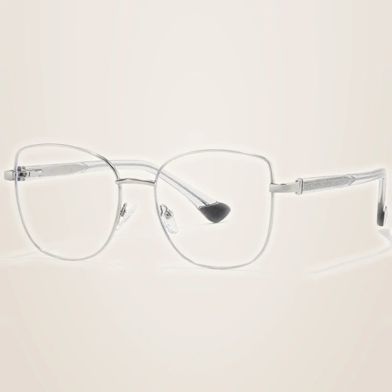 Kansept Women's Full Rim Oval Cat Eye Tr 90 Alloy Reading Glasses 68002 - 68002C2 GRAY / 0