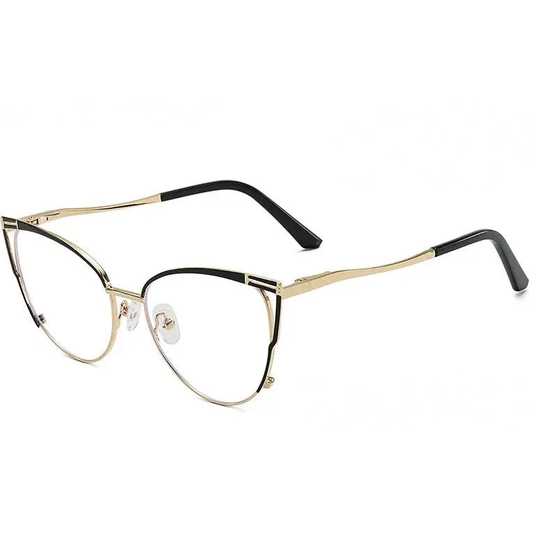 Kansept Women's Full Rim Round Cat Eye Alloy Reading Glasses 556984 - 6984 BLACK / -300