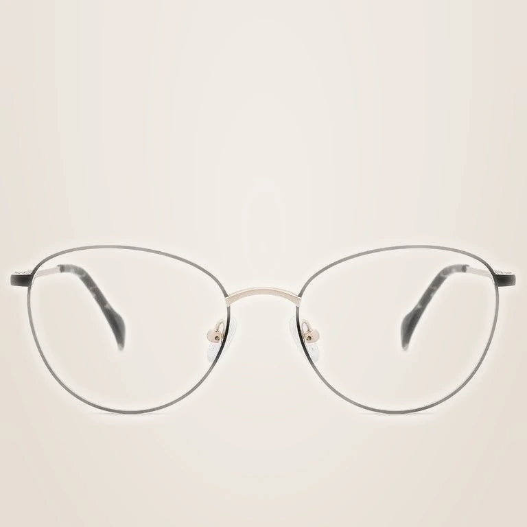 Kansept Women's Full Rim Round Stainless Steel Frame Eyeglasses 2329 - ME2329C1