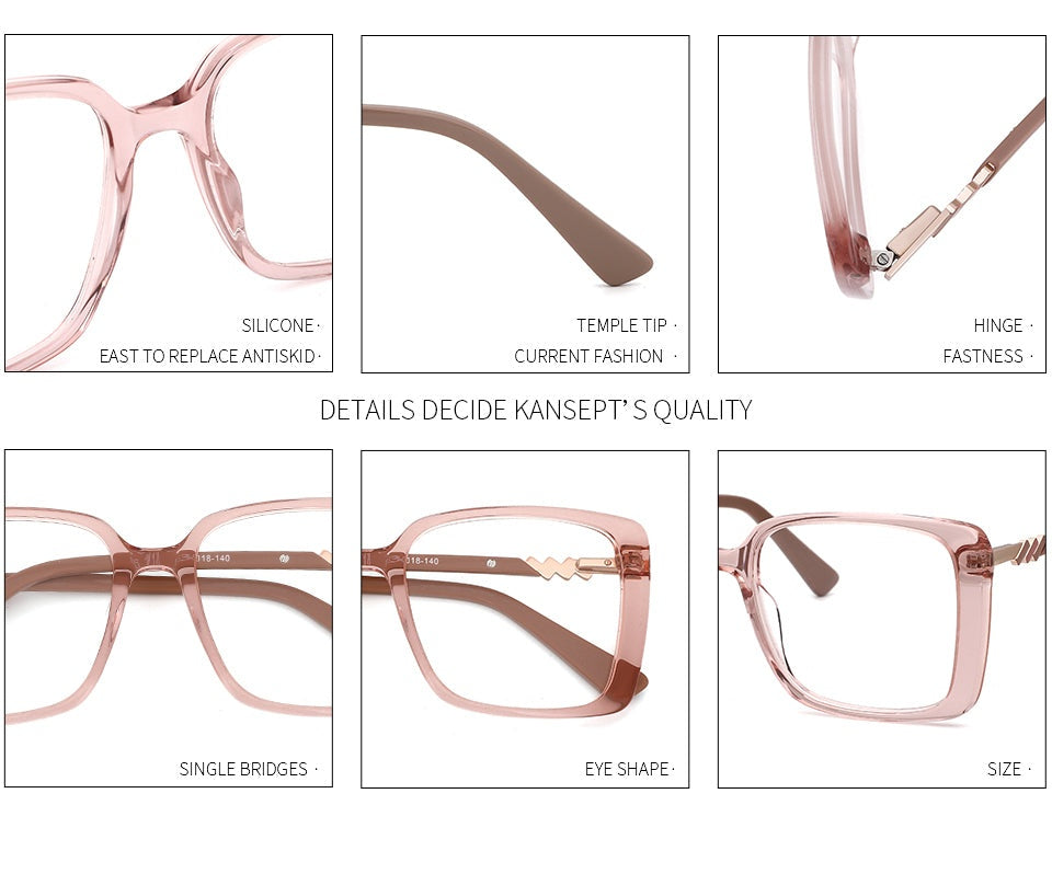 Kansept Women's Full Rim Square Acetate Alloy Frame Eyeglasses Mg6114 - MG6114C4