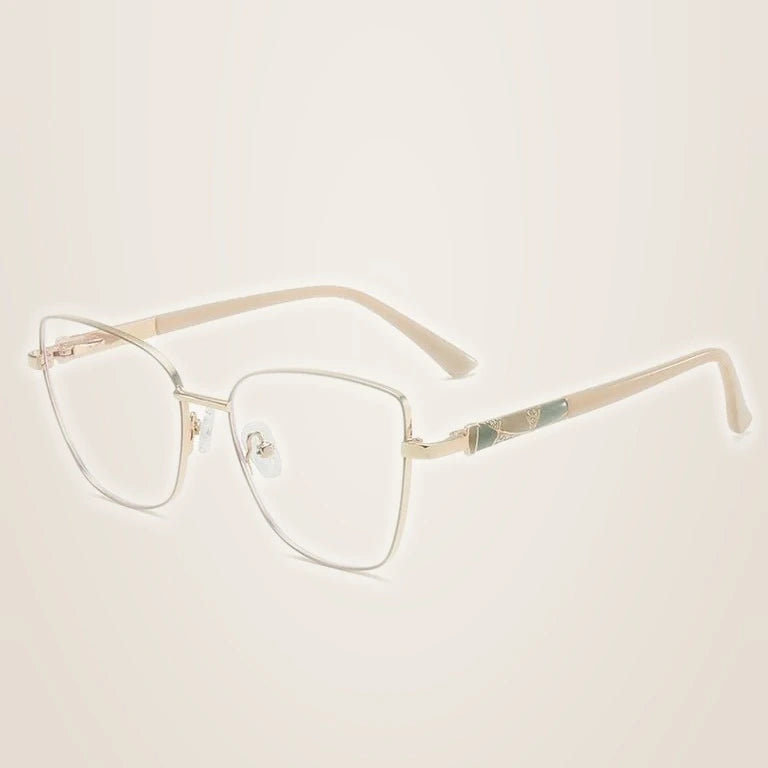 Kansept Women's Full Rim Square Cat Eye Alloy Reading Glasses 556989 - 6989 C5 CHAMPAGNE / 0