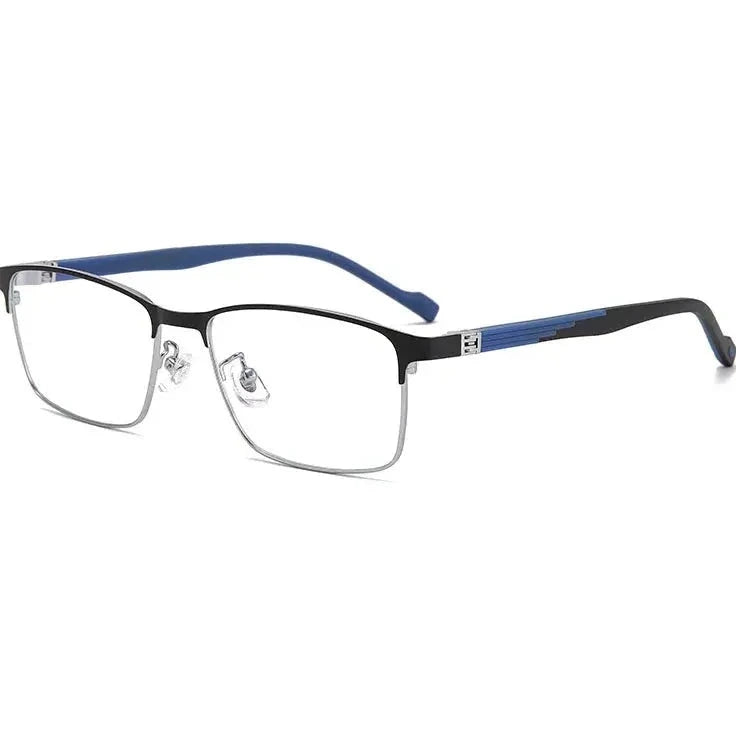 Kansept Women's Full Rim Square Steel Reading Glasses Clip On Sunglasses 59123 - 9123-BLACK SILVER / +150