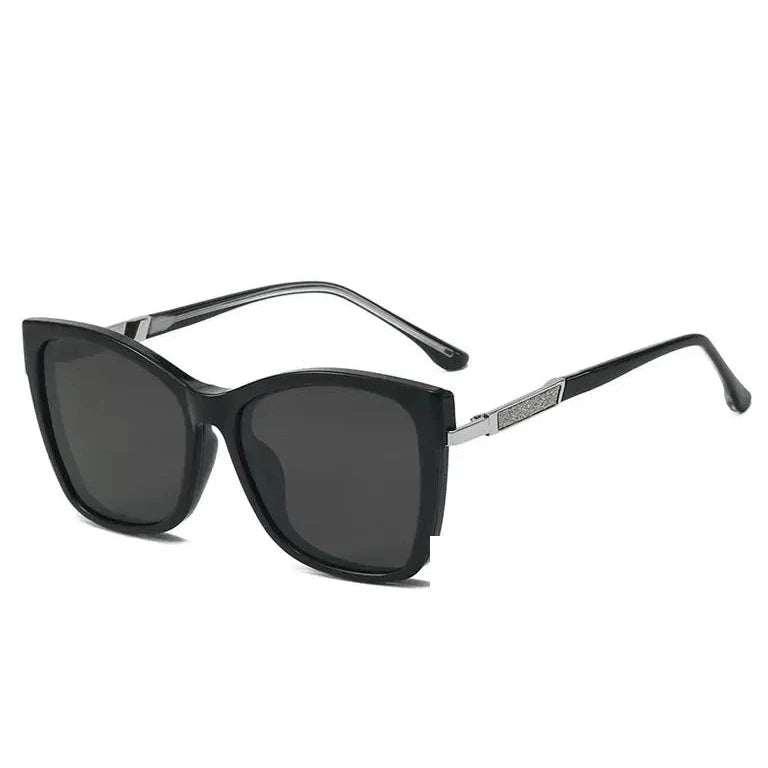 Kansept Women's Full Rim Square Tr 90 Alloy Eyeglasses Clip On Sunglasses 786003 - 86003-Black / 0