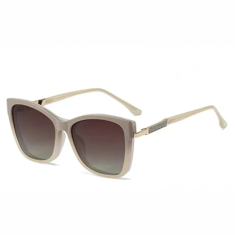 Kansept Women's Full Rim Square Tr 90 Alloy Eyeglasses Clip On Sunglasses 786003 - 86003-G Beige / -400