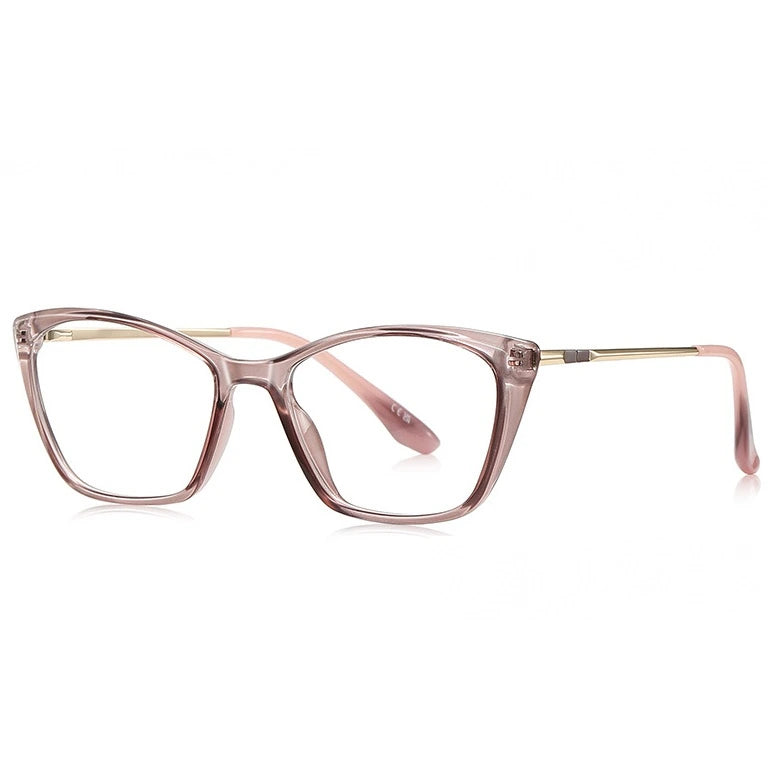Kansept Women's Full Rim Square Tr 90 Alloy Reading Glasses 62208 - LS208C4 PINK / -150