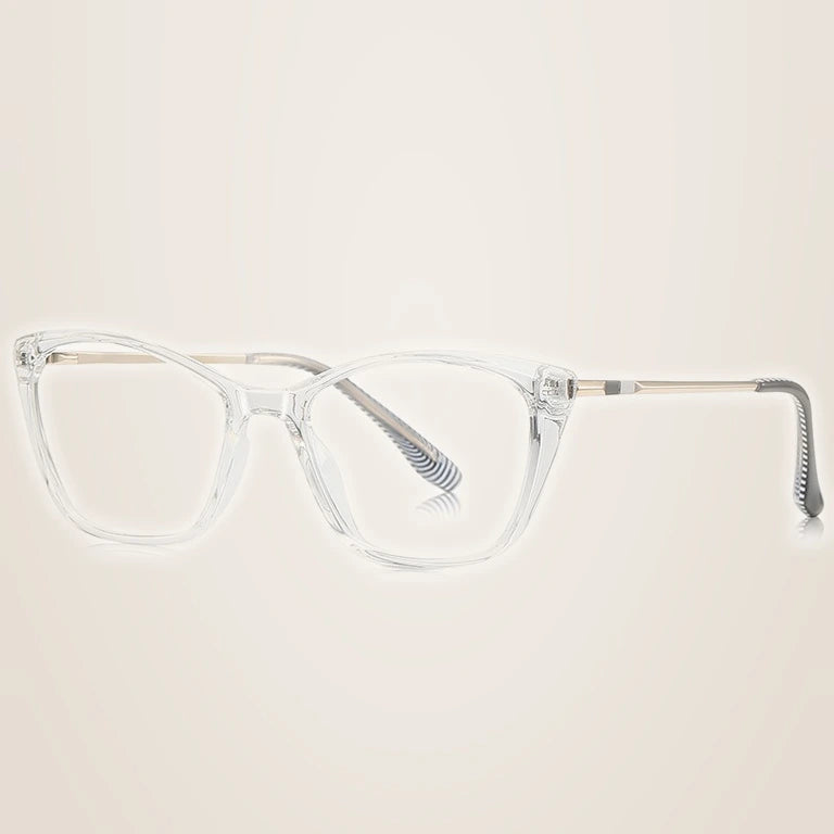 Kansept Women's Full Rim Square Tr 90 Alloy Reading Glasses 62208 - LS208C5 CRYSTAL / 0
