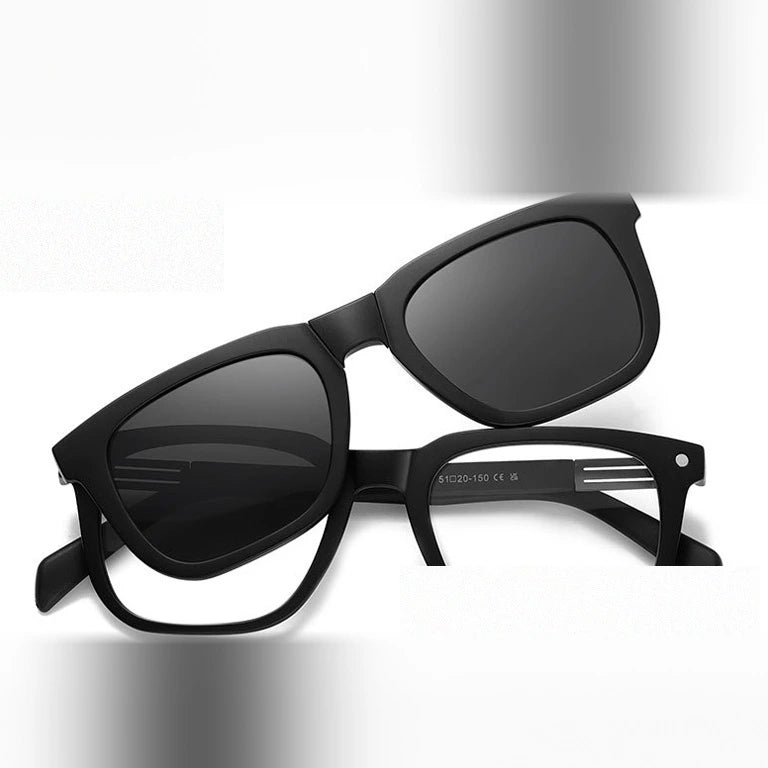 Kansept Women's Full Rim Square Tr 90 Alloy Reading Glasses Clip On Sunglasses 33104 - S33104C1 MATT BLACK / -300