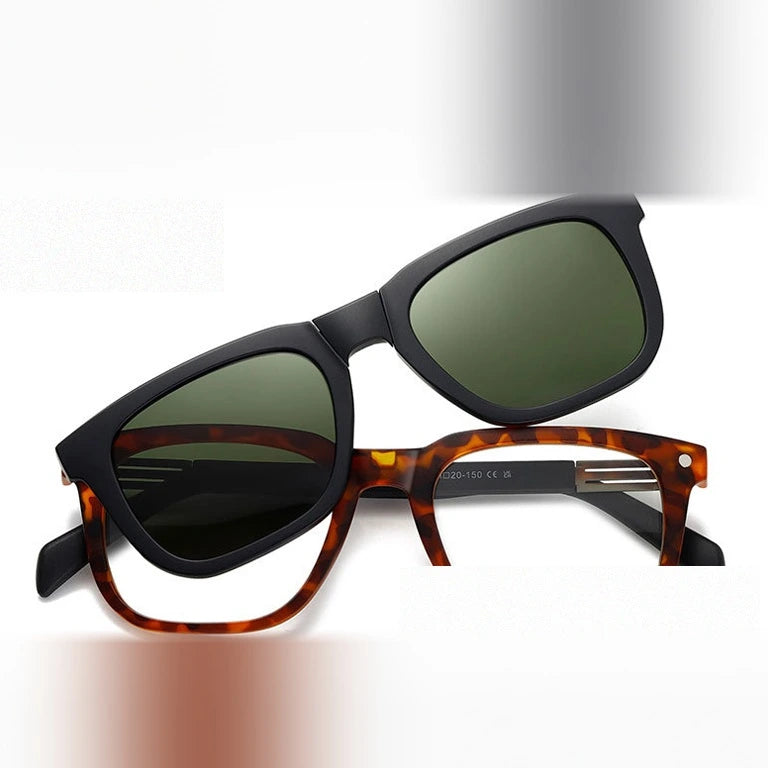 Kansept Women's Full Rim Square Tr 90 Alloy Reading Glasses Clip On Sunglasses 33104 - S33104C2  DEMI / -250