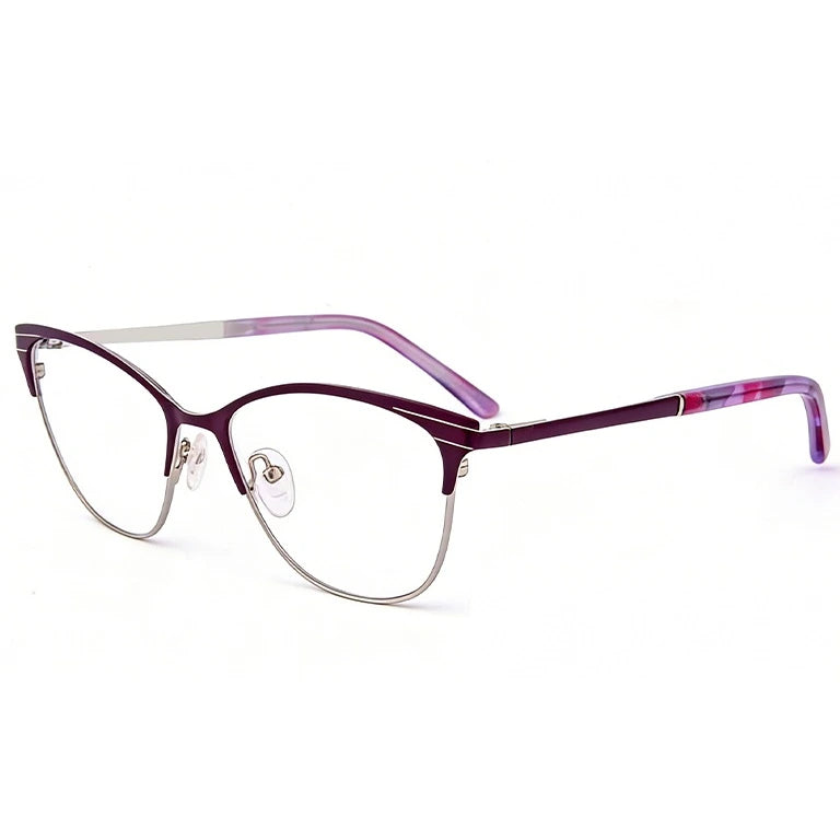 Kansept Women's Semi Rim Cat Eye Acetate Frames 221500 - TF2215C3 PURPLE
