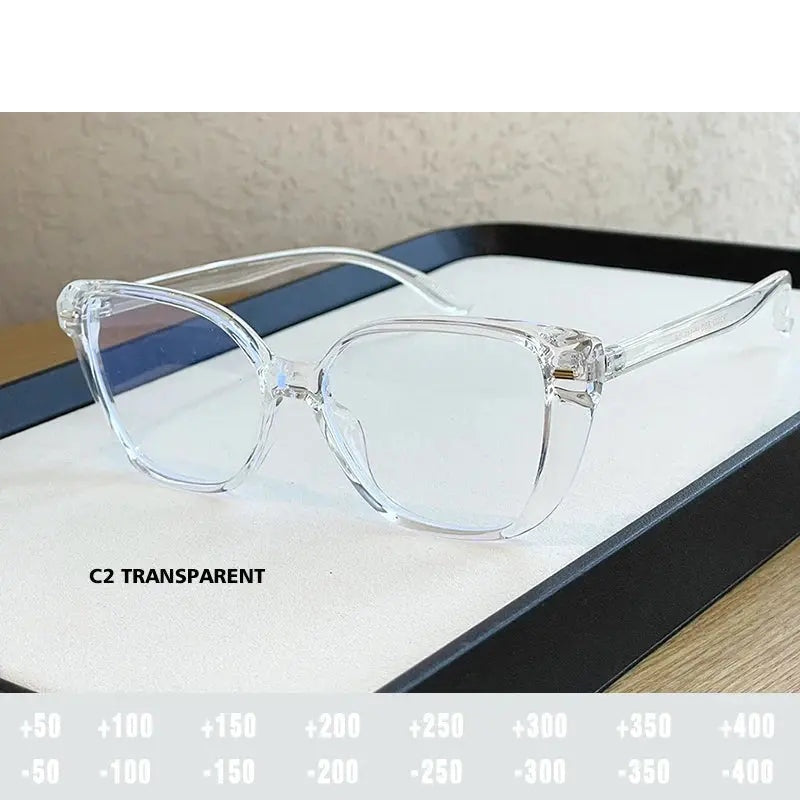 Kansept Women's Full Rim Cat Eye Tr 90 Alloy Reading Glasses 62502 - TR2502C2 CRYSTAL