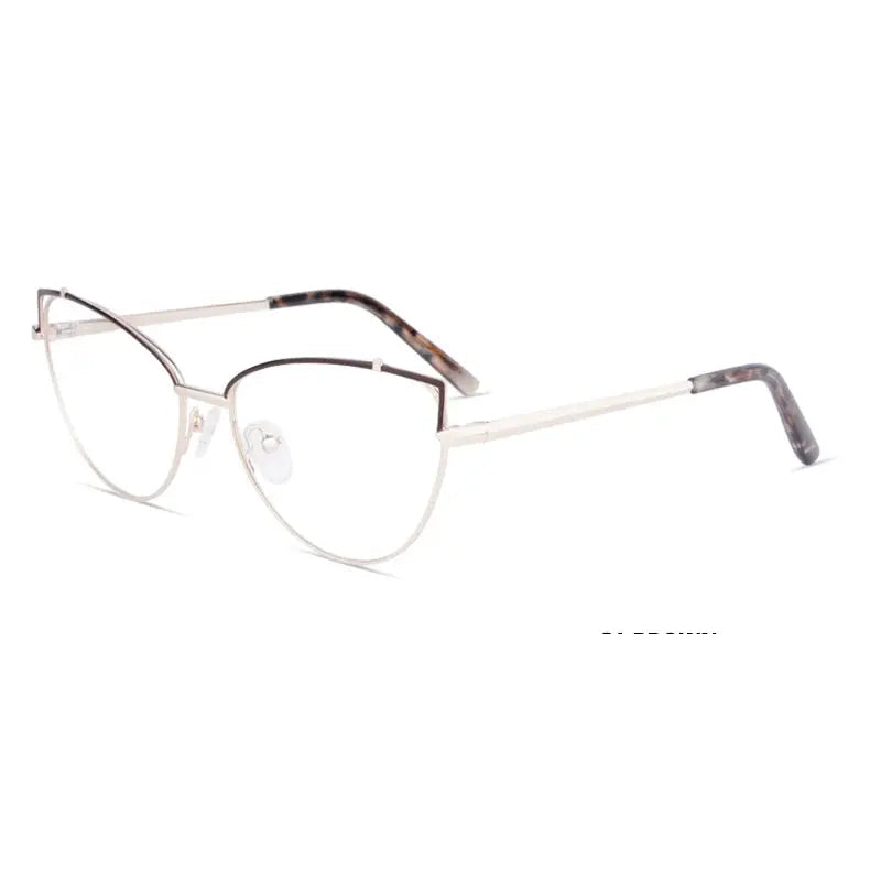 Kansept Women's Full Rim Oval Cat Eye Alloy Reading Glasses 791571 - FK1571C1 BROWN