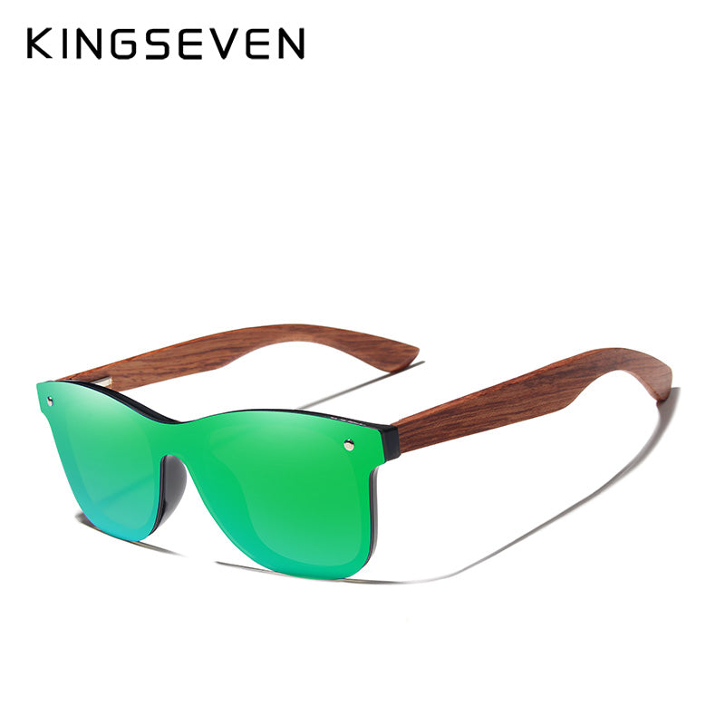 Kingseven Unisex Rimless Square Wood Polarized Sunglasses Nb5504 - Green