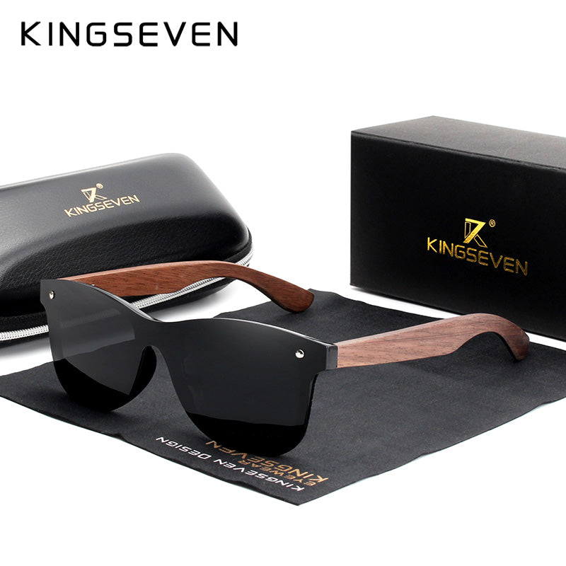 Kingsven Women's Full Rim Square Walnut Wood Sunglasses Nw5504 - black walnut wood