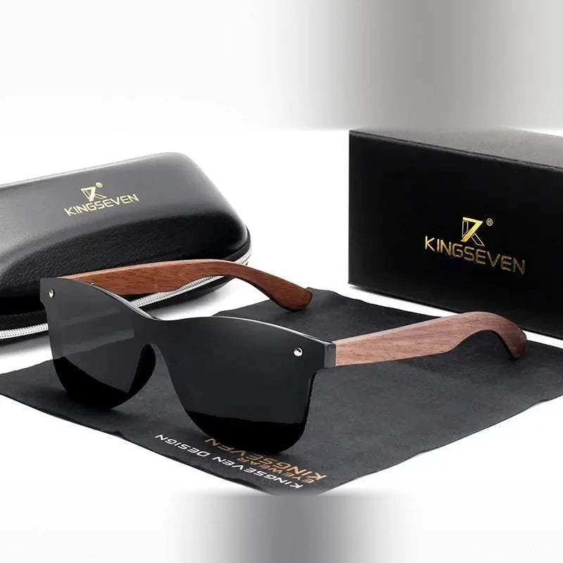 Kingsven Women's Full Rim Square Walnut Wood Sunglasses Nw5504 - black walnut wood / With Wood Case