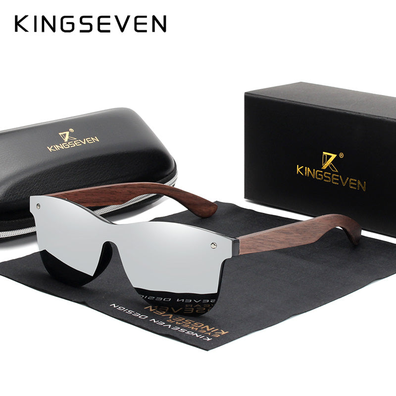 Kingsven Women's Full Rim Square Walnut Wood Sunglasses Nw5504 - Silver walnut wood