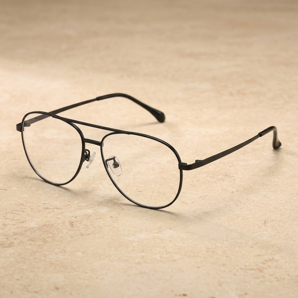 Kocolior Unisex Full Rim Large Oval Double Bridge Titanium Eyeglasses 2194 - Black