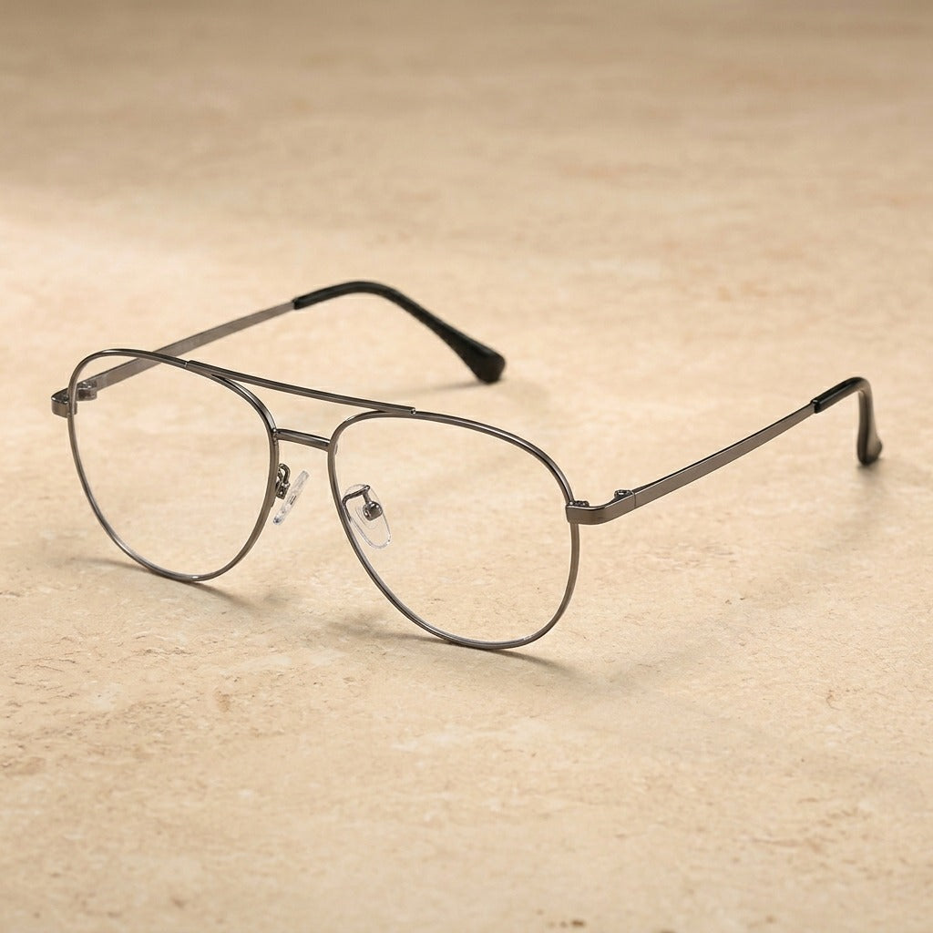 Kocolior Unisex Full Rim Large Oval Double Bridge Titanium Eyeglasses 2194 - Gun
