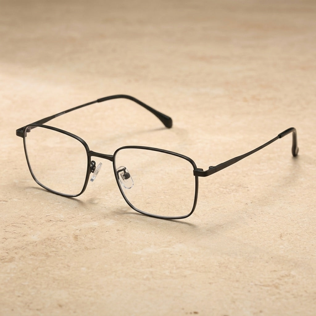 Kocolior Unisex Full Rim Square Titanium Eyeglasses 2320 - Black