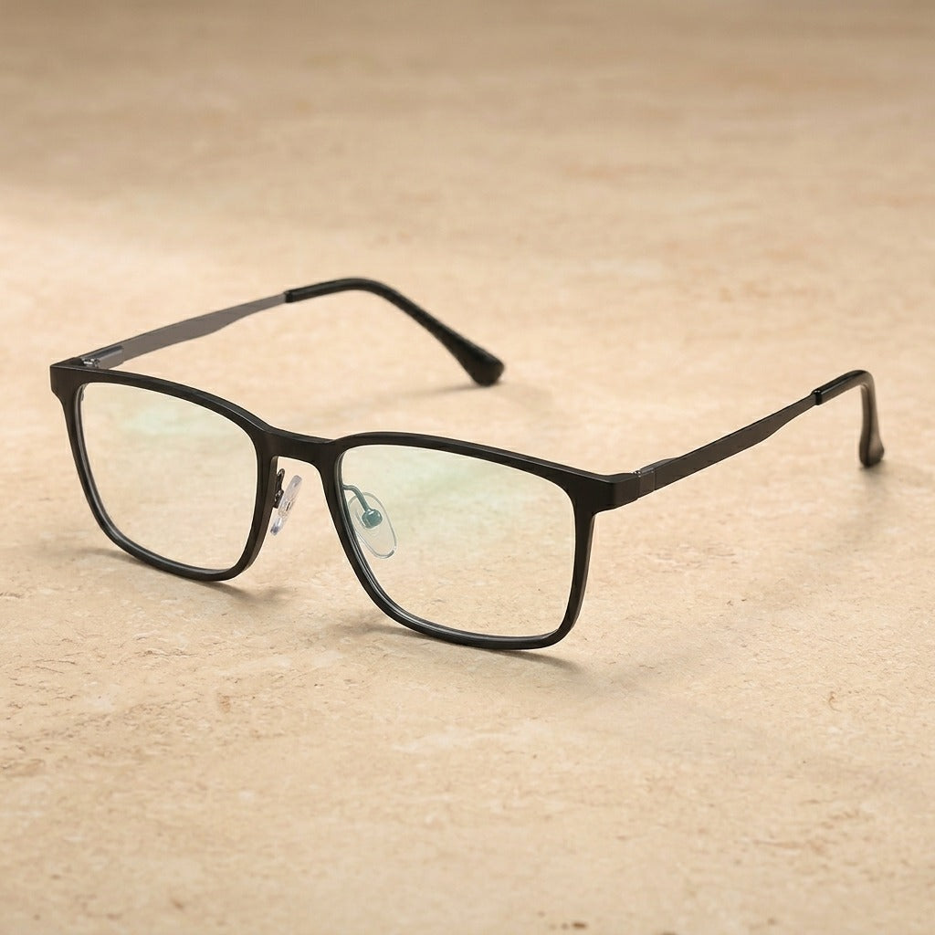 Kocolior Unisex Full Rim Square Tr 90 Titanium Hyperopic Reading Glasses 3067 - Black Gray