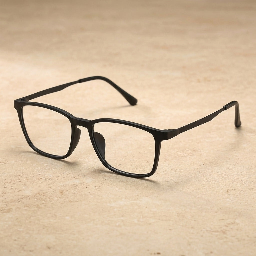 Kocolior Unisex Full Rim Square Tr 90 Titanium Hyperopic Reading Glasses 3067 - Black