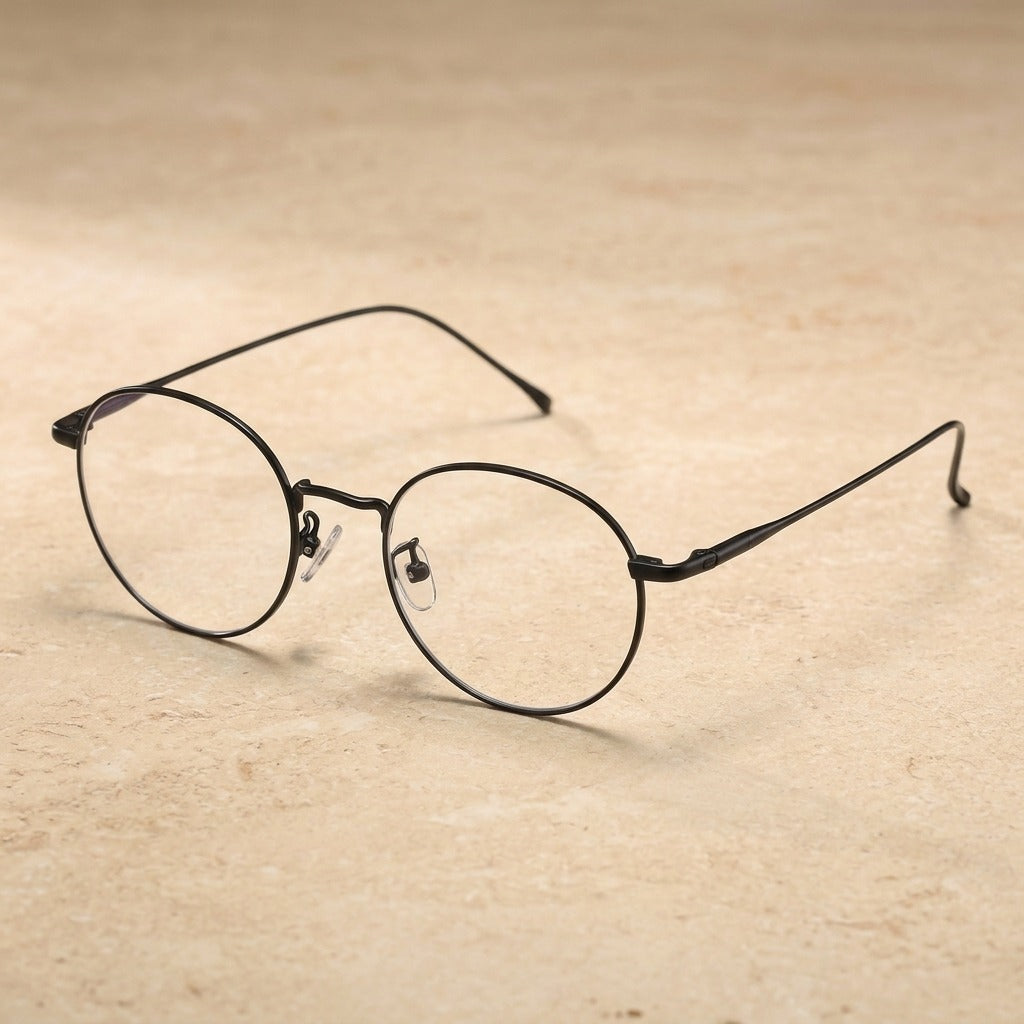 Kocolior Unisex Full Rim Round Titanium Eyeglasses 3216 - Black