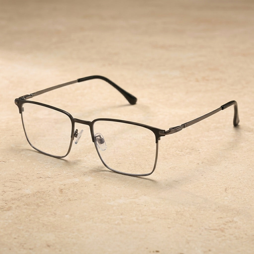 Kocolior Unisex Full Rim Square Alloy Hyperopic Reading Glasses 39143 - Black Gun