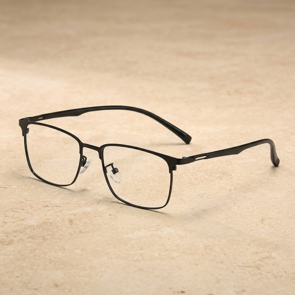 Kocolior Men's Full Rim Square Alloy Eyeglasses 5239 - Brihgt Black