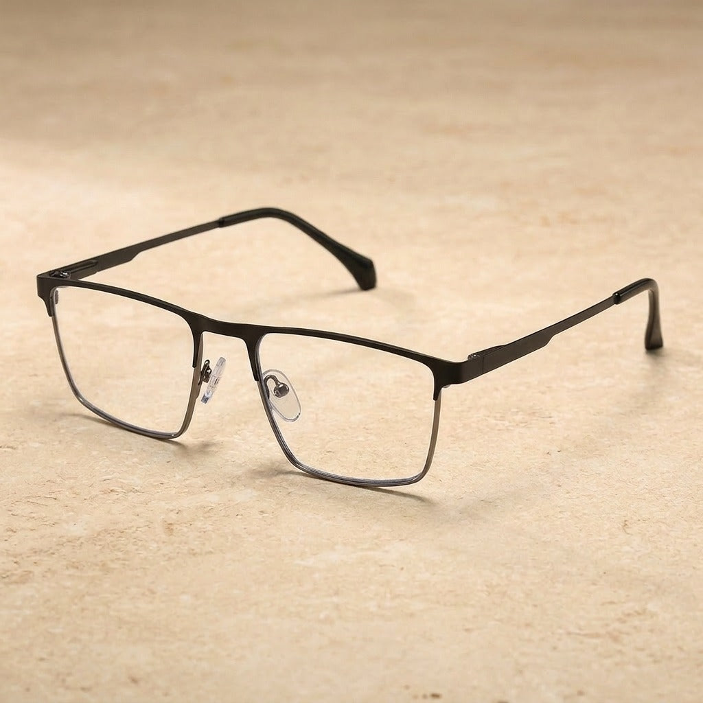 Kocolior Men's Full Rim Square Alloy Eyeglasses 5239 - Matte Black