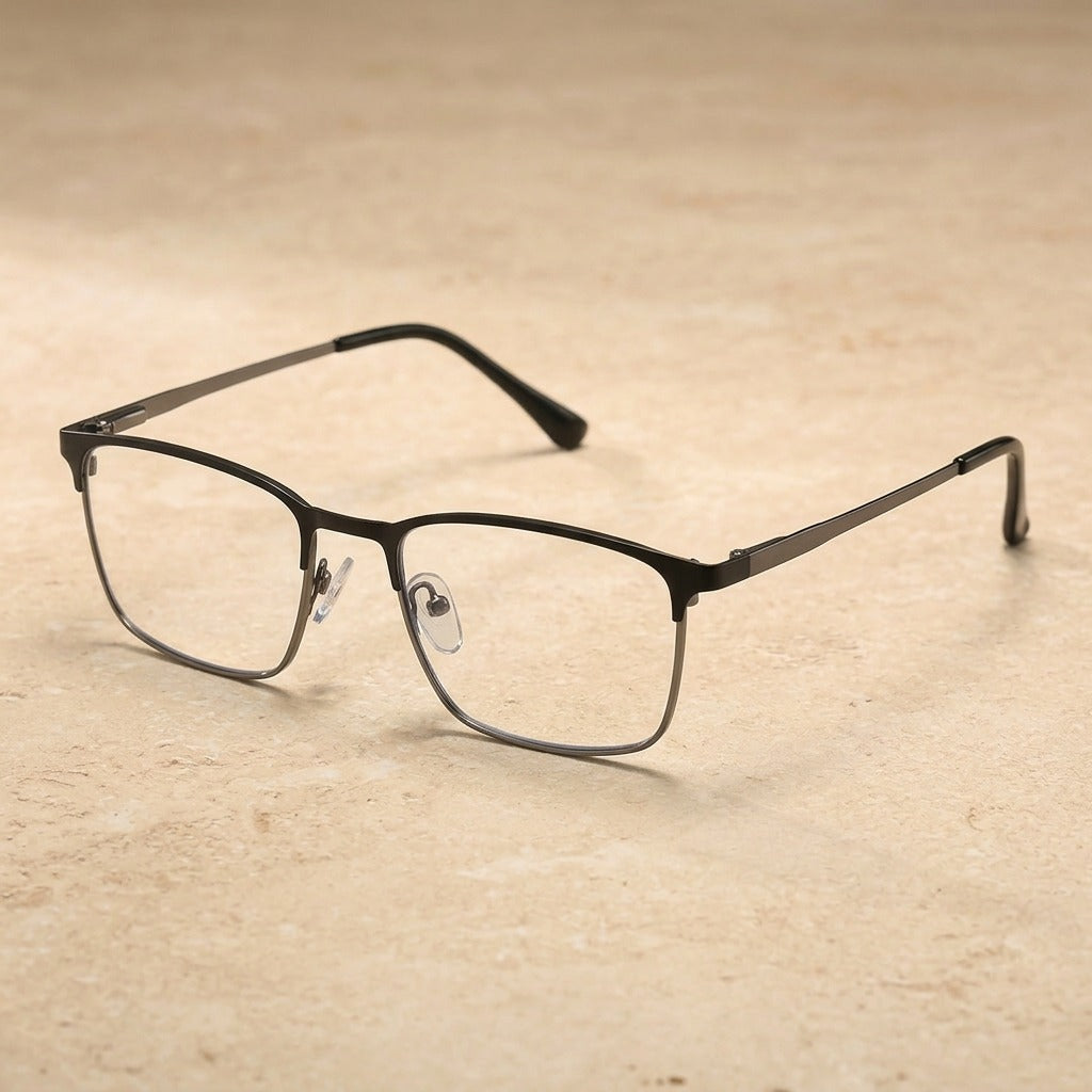Kocolior Unisex Full Rim Square Alloy Hyperopic Reading Glasses 38010 - Black Gun