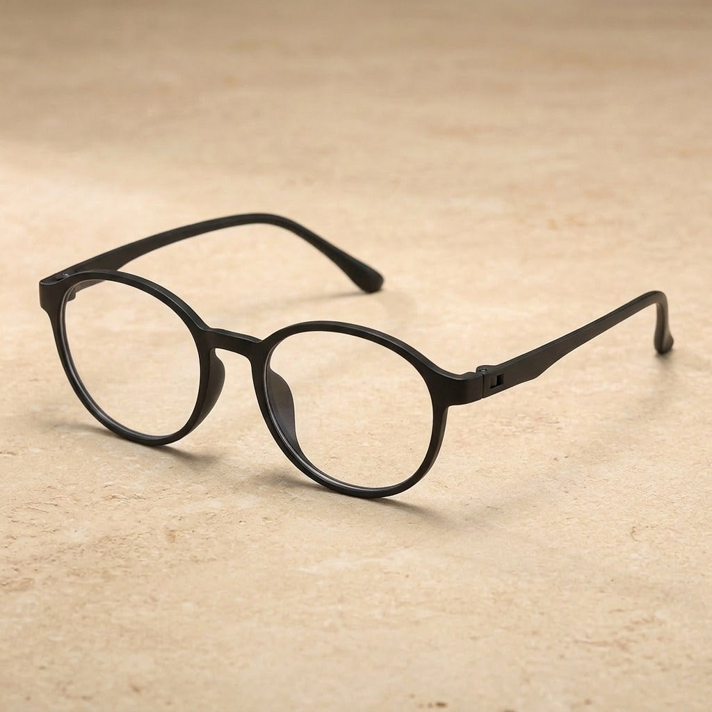 Kocolior Unisex Full Rim Round Tr 90 Hyperopic Reading Glasses 66016 - Black