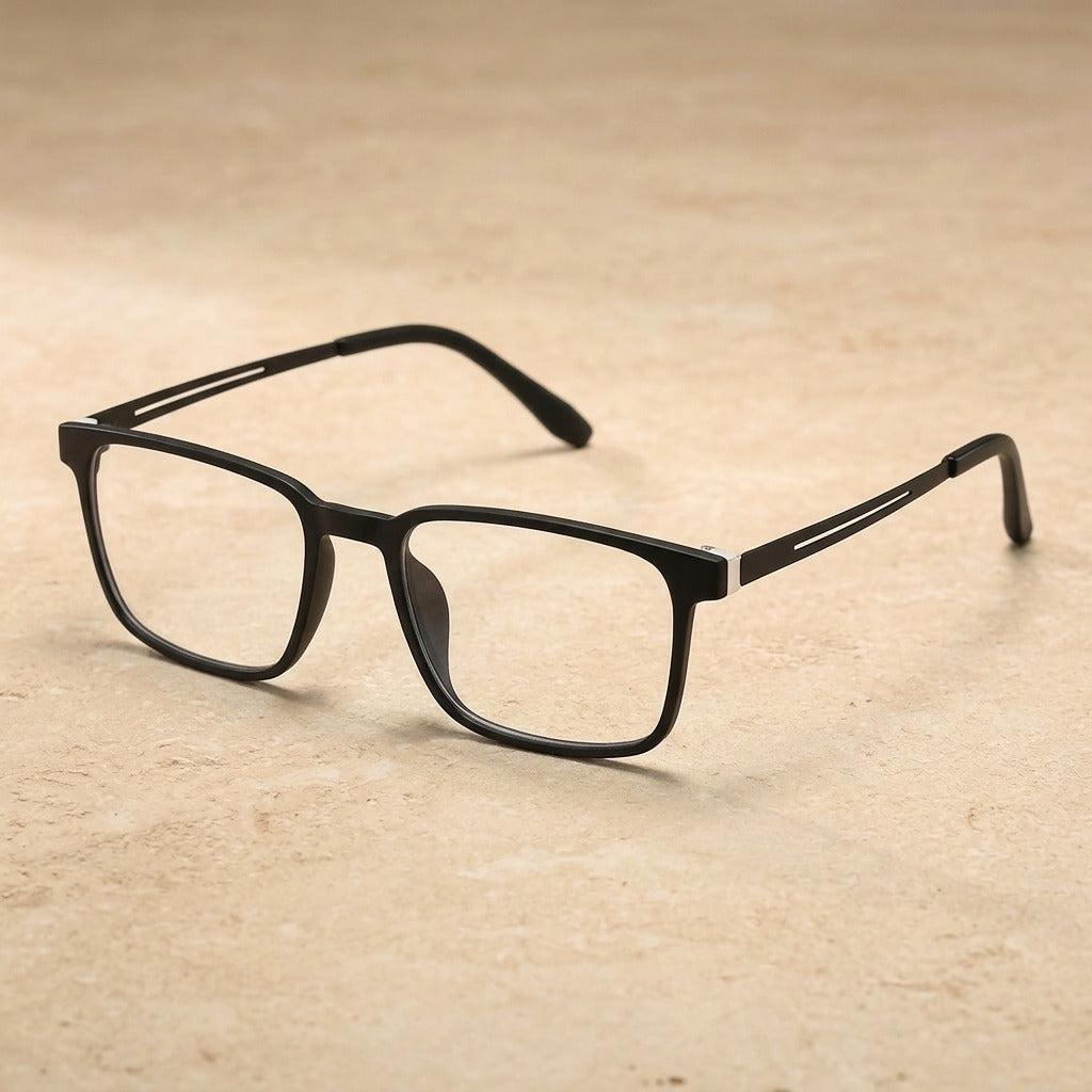 Kocolior Unisex Full Rim Square Tr 90 Titanium Hyperopic Reading Glasses 88781 - Black White
