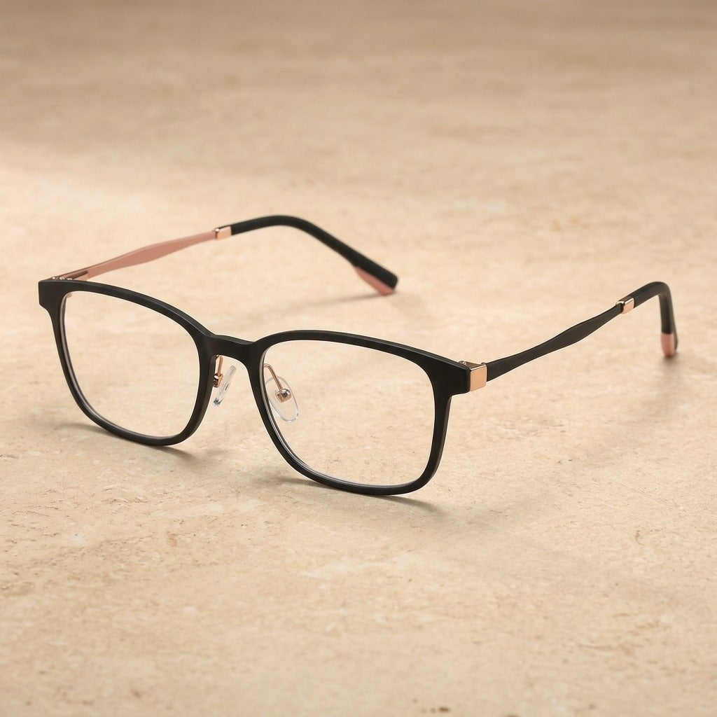 Kocolior Women's Full Rim Small Square Tr 90 Titanium Eyeglasses V1001 - Black Tea