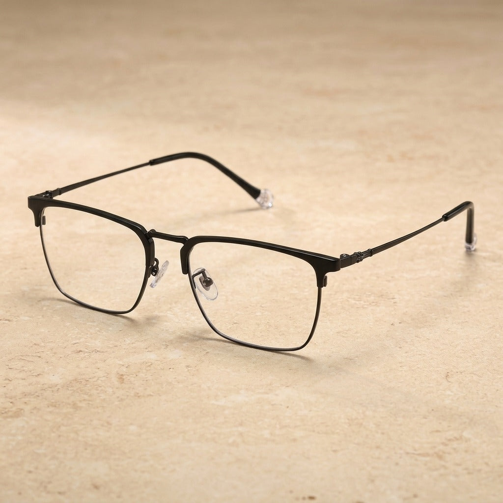 Kocolior Unisex Full Rim Square Acetate Titanium Eyeglasses 8628 - Black