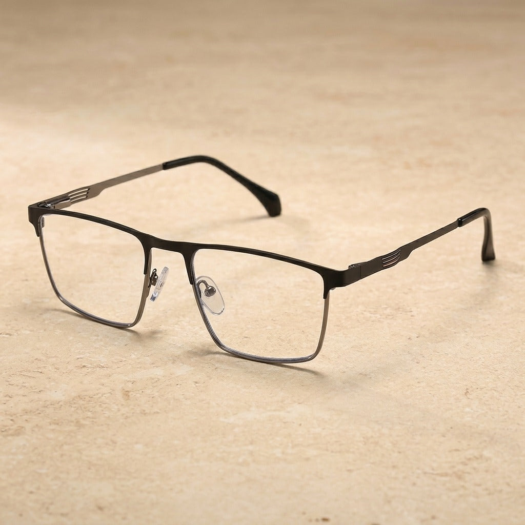 Kocolior Unisex Full Rim Square Acetate Titanium Eyeglasses 8628 - Grey