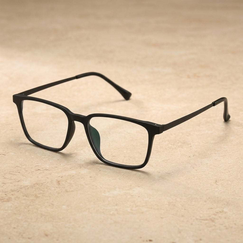 Kocolior Men's Full Rim Large Square Tr 90 Titanium Eyeglasses 9822 - Black