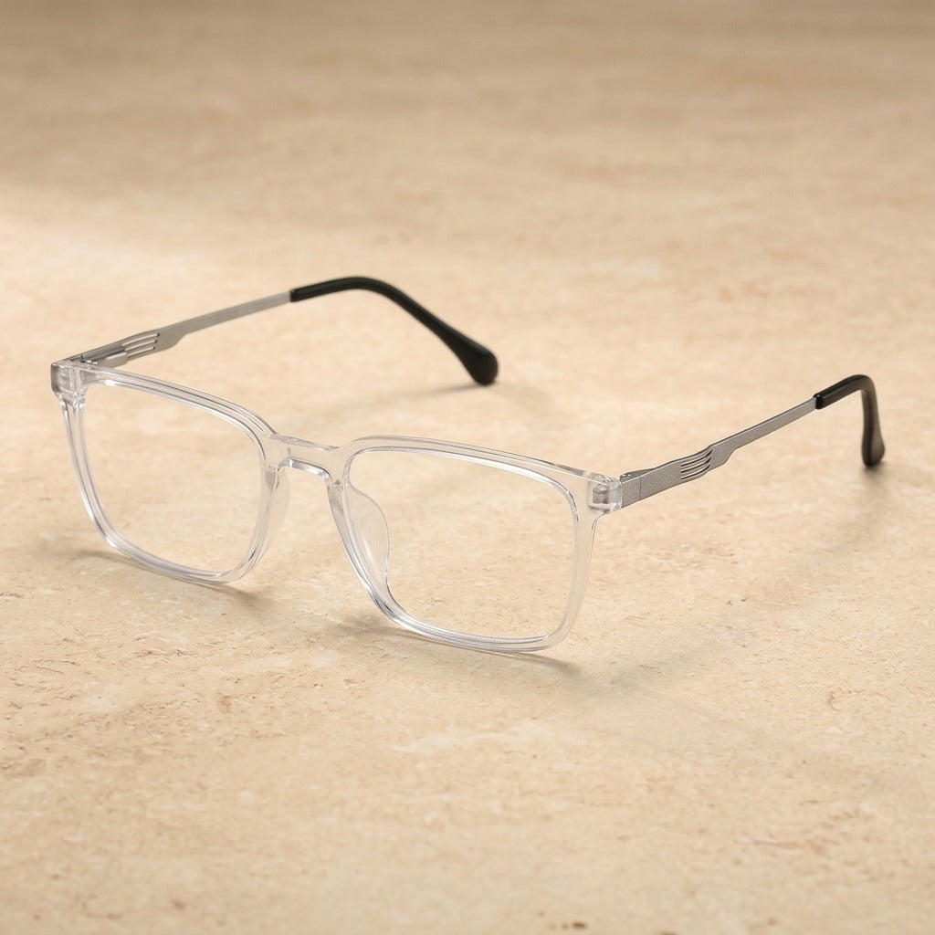 Kocolior Men's Full Rim Large Square Tr 90 Titanium Eyeglasses 9822 - Transparent