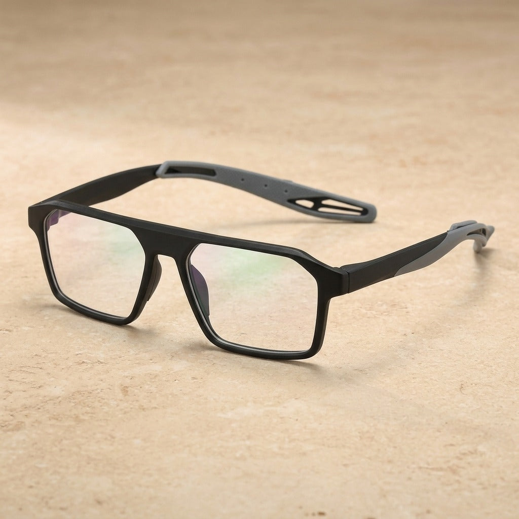 Kocolior Unisex Full Rim Square Tr 90  Sport Eyeglasses 1218 - Black