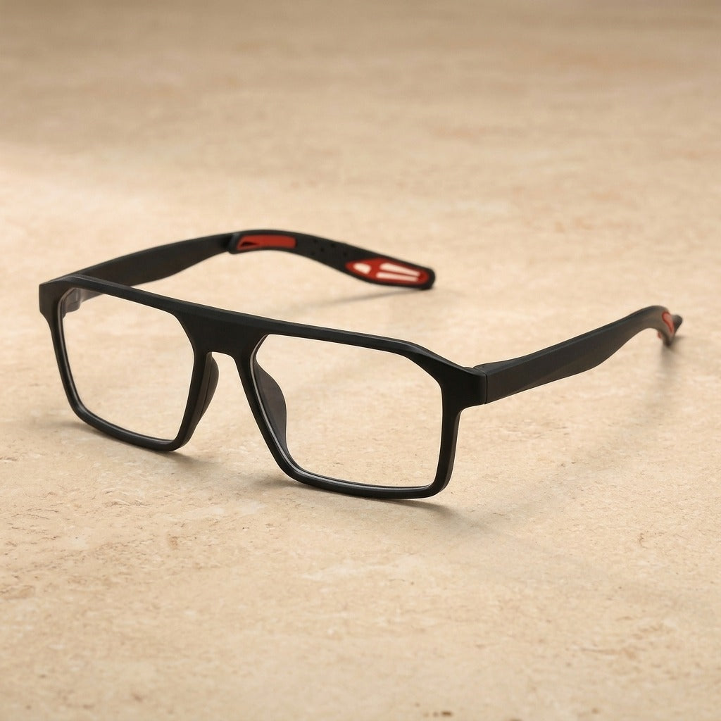 Kocolior Unisex Full Rim Square Tr 90  Sport Eyeglasses 1218 - Red