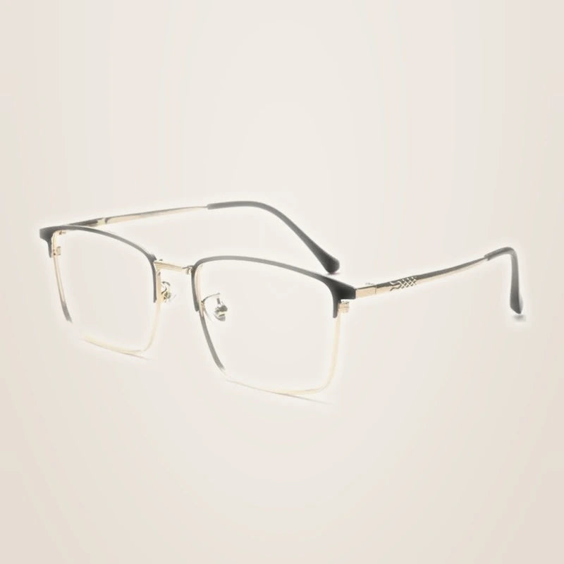 Kocolior Unisex Full Rim Big Square Titanium Eyeglasses 3010 - Black Gold
