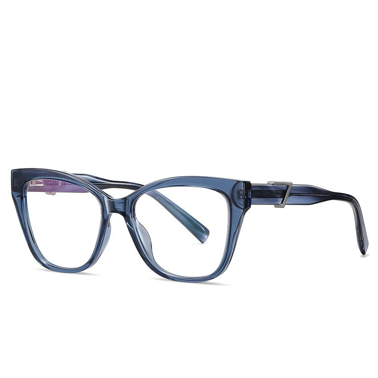 Kocolior Unisex Full Rim Cat Eye Acetate Alloy Hyperopic Reading Glasses C909 - Blue / 0
