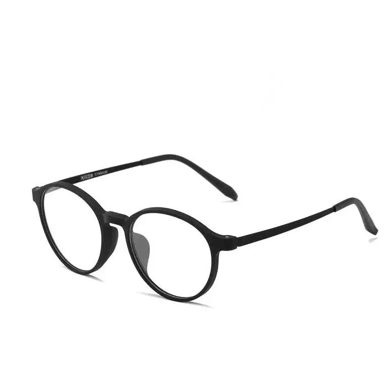 Kocolior Unisex Full Rim Irregular Round Tr 90 Titanium Eyeglasses 1935 - Black / China