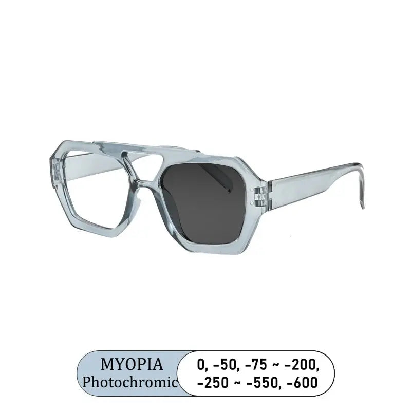Kocolior Unisex Full Rim Polygon Double Bridge Tr 90 Reading Glasses 220033 - PHOTO Gray