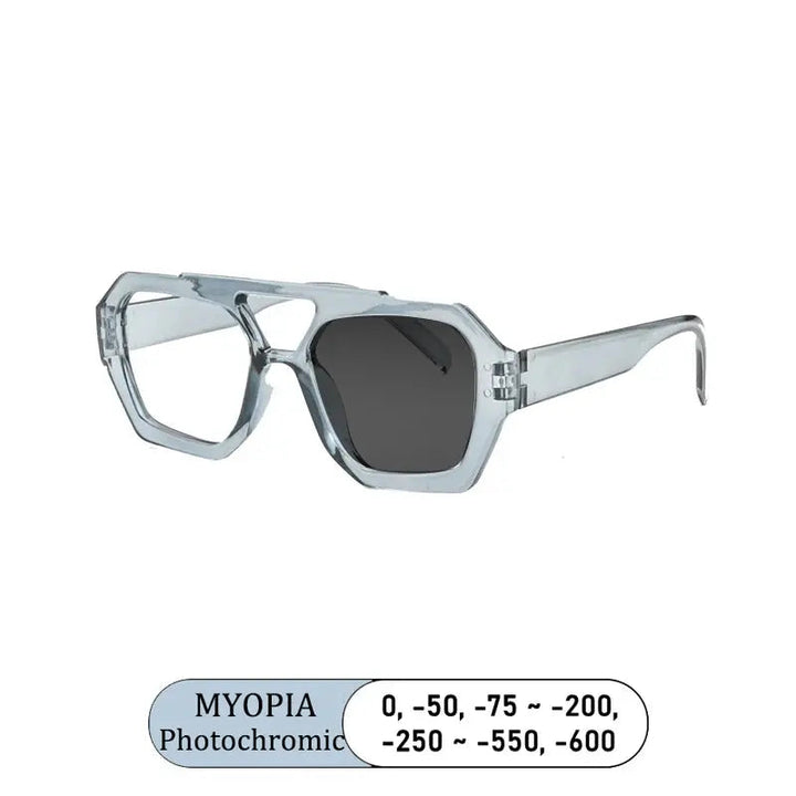 Kocolior Unisex Full Rim Polygon Double Bridge Tr 90 Reading Glasses 220033 - PHOTO Gray